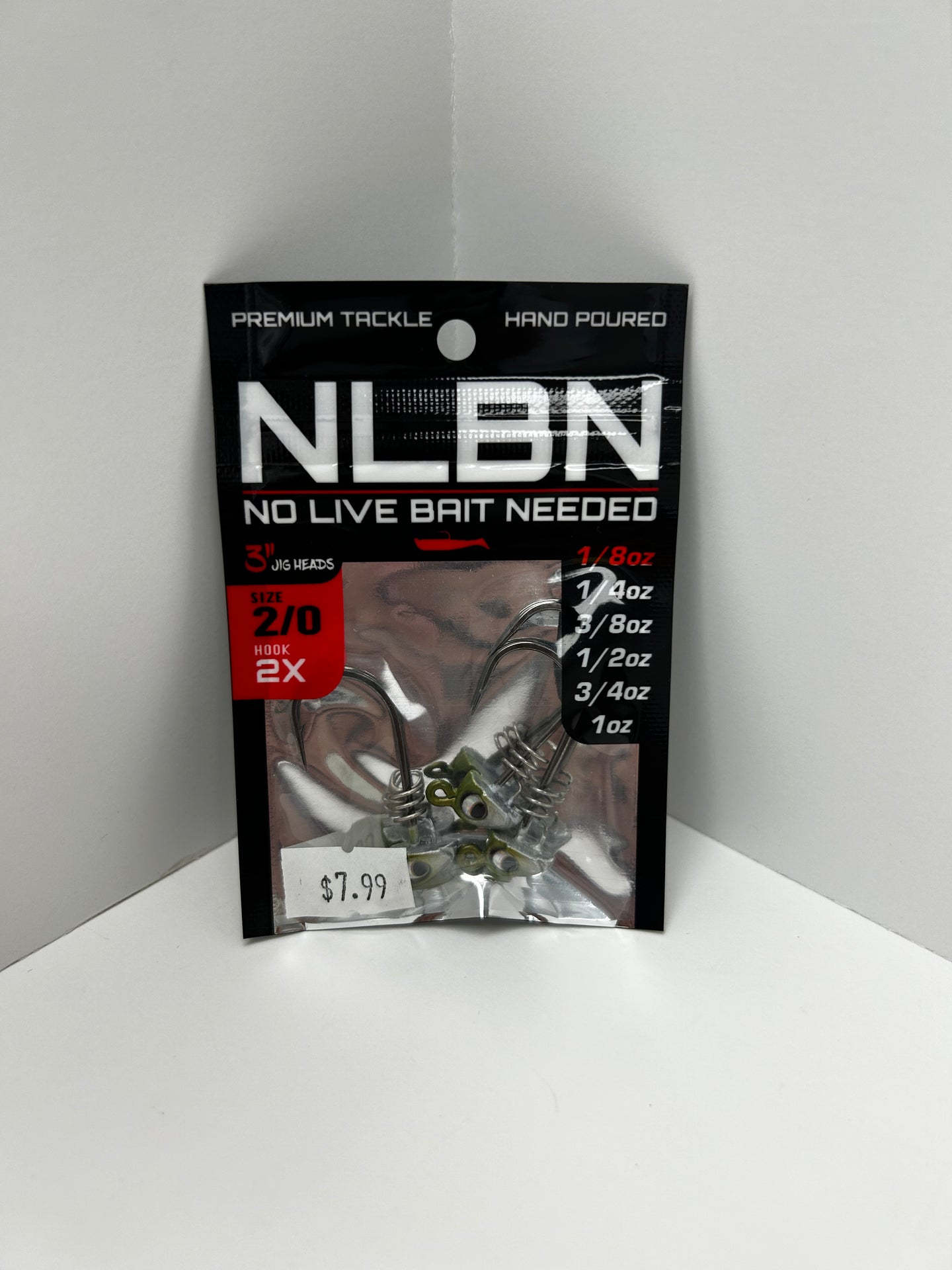 NLBN 3” Jig Head 2/0 2xHook GreenBack (1/8oz-3/4oz)