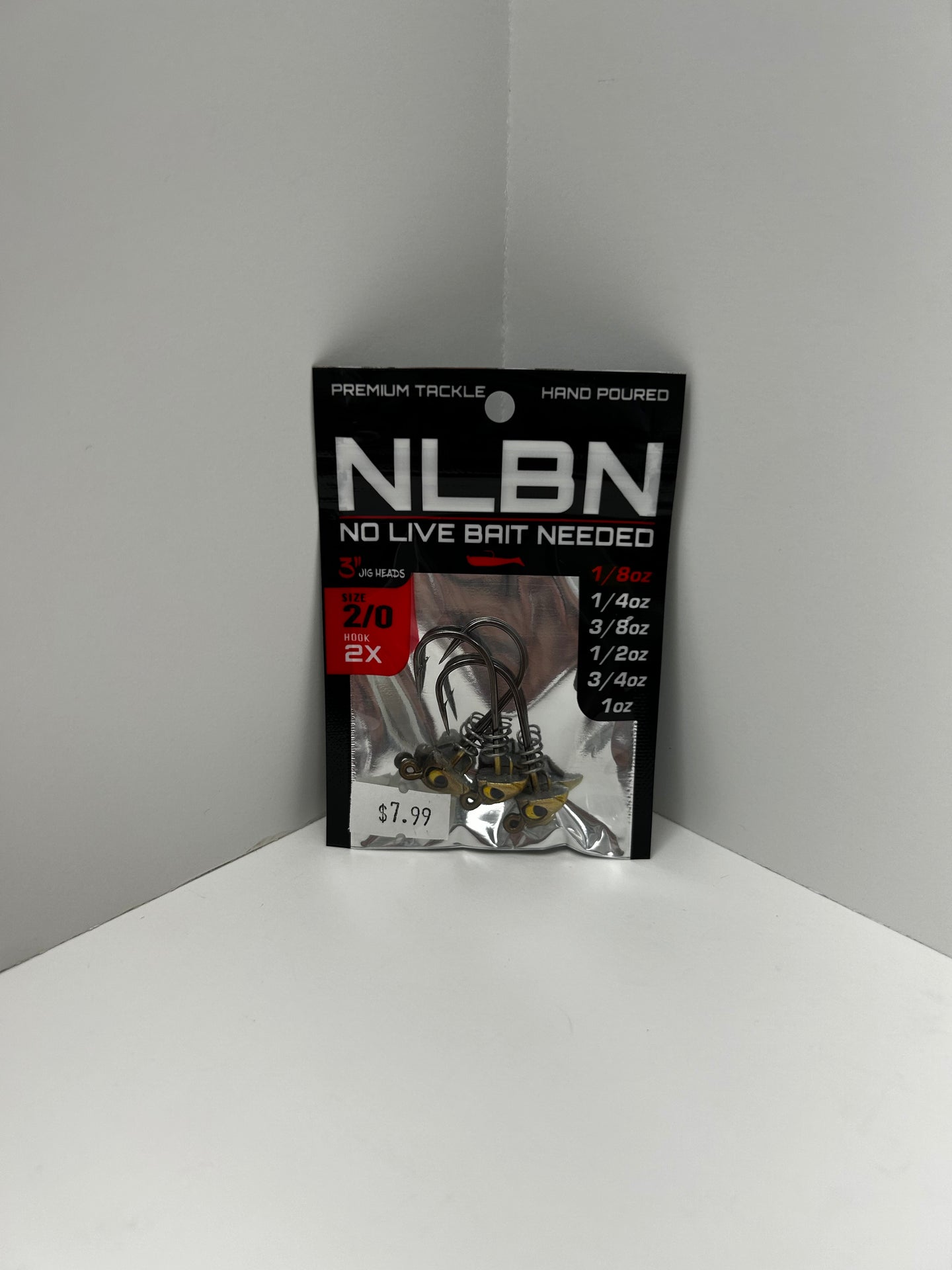 NLBN 3” Jig Head 2/0 2xHook Twisted T (1/8-3/4oz)